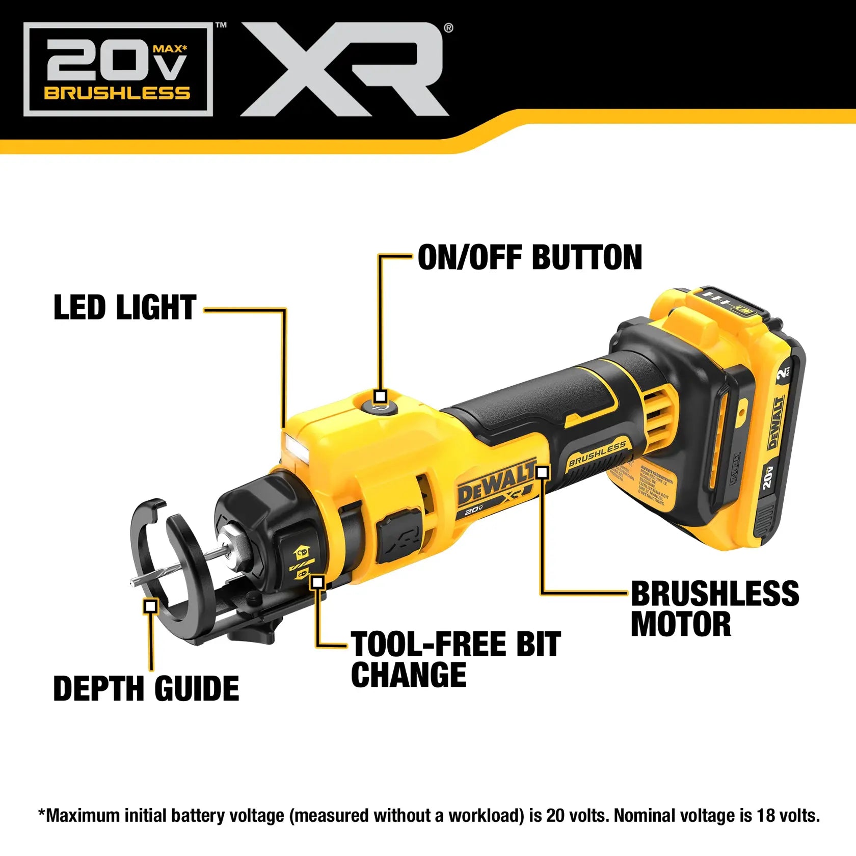 DeWalt DCE555D2 20V MAX XR Brushless Drywall Cut-Out Tool Kit - image 5