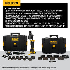 DeWalt DCE600D1K4 20V MAX Hydraulic Knockout Tool Kit With 1/2 in. - 4 in. Punches and Dies - image 2