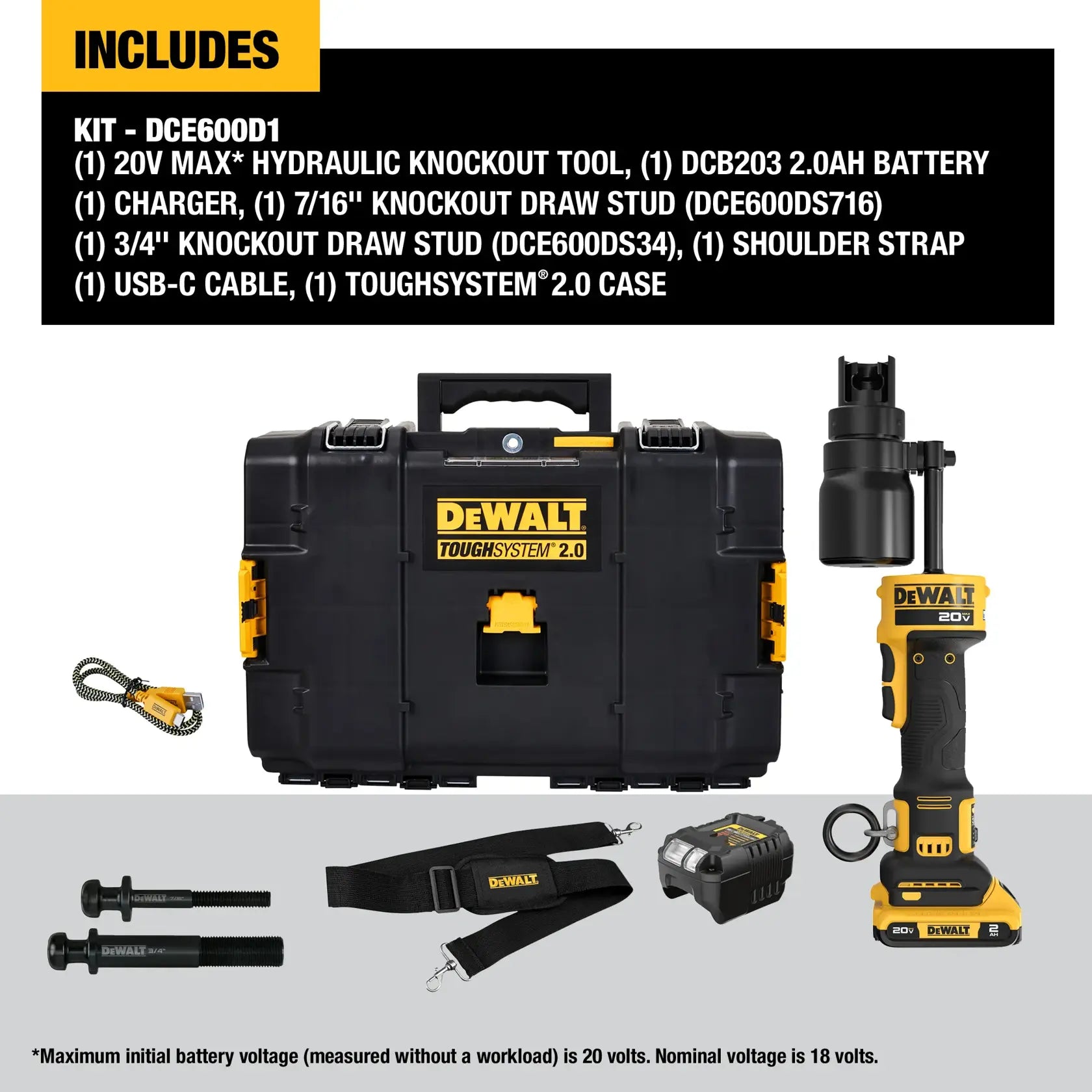 DeWalt DCE600D1 20V MAX Hydraulic Knockout Tool Kit - image 4