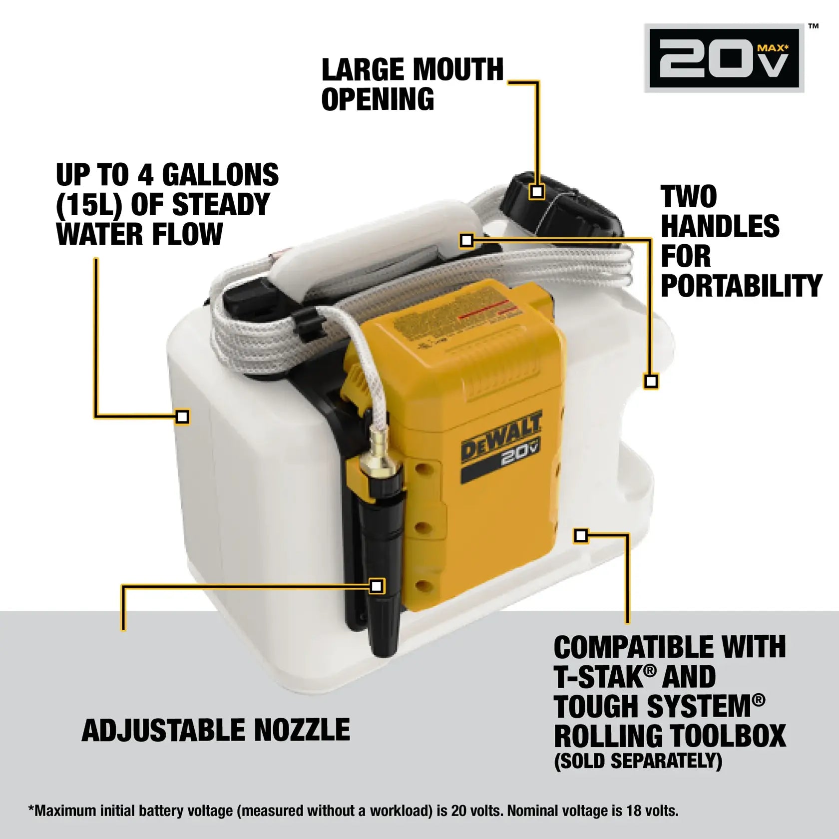 DeWalt DCE6820B 20V MAX POWERED Water Tank (Tool Only) - image 4