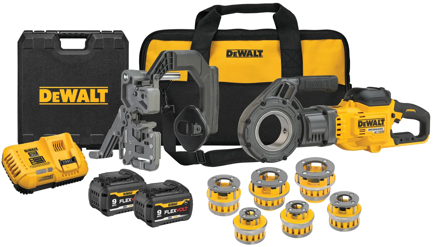 DeWalt DCE700X2K FLEXVOLT 60V MAX Cordless Pipe Threader Kit With Die Heads - image 1