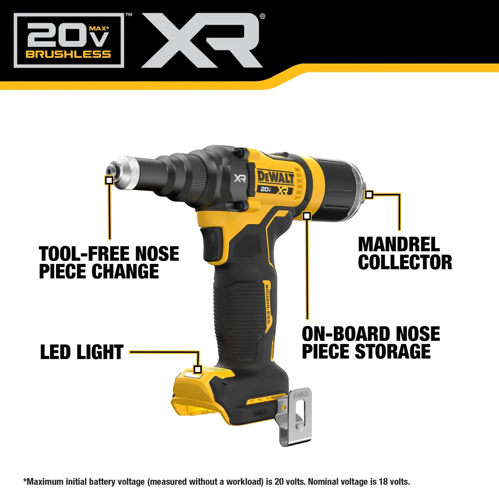DeWalt DCF403D1 20V MAX XR 3/16 in. Brushless Rivet Tool Kit - image 6