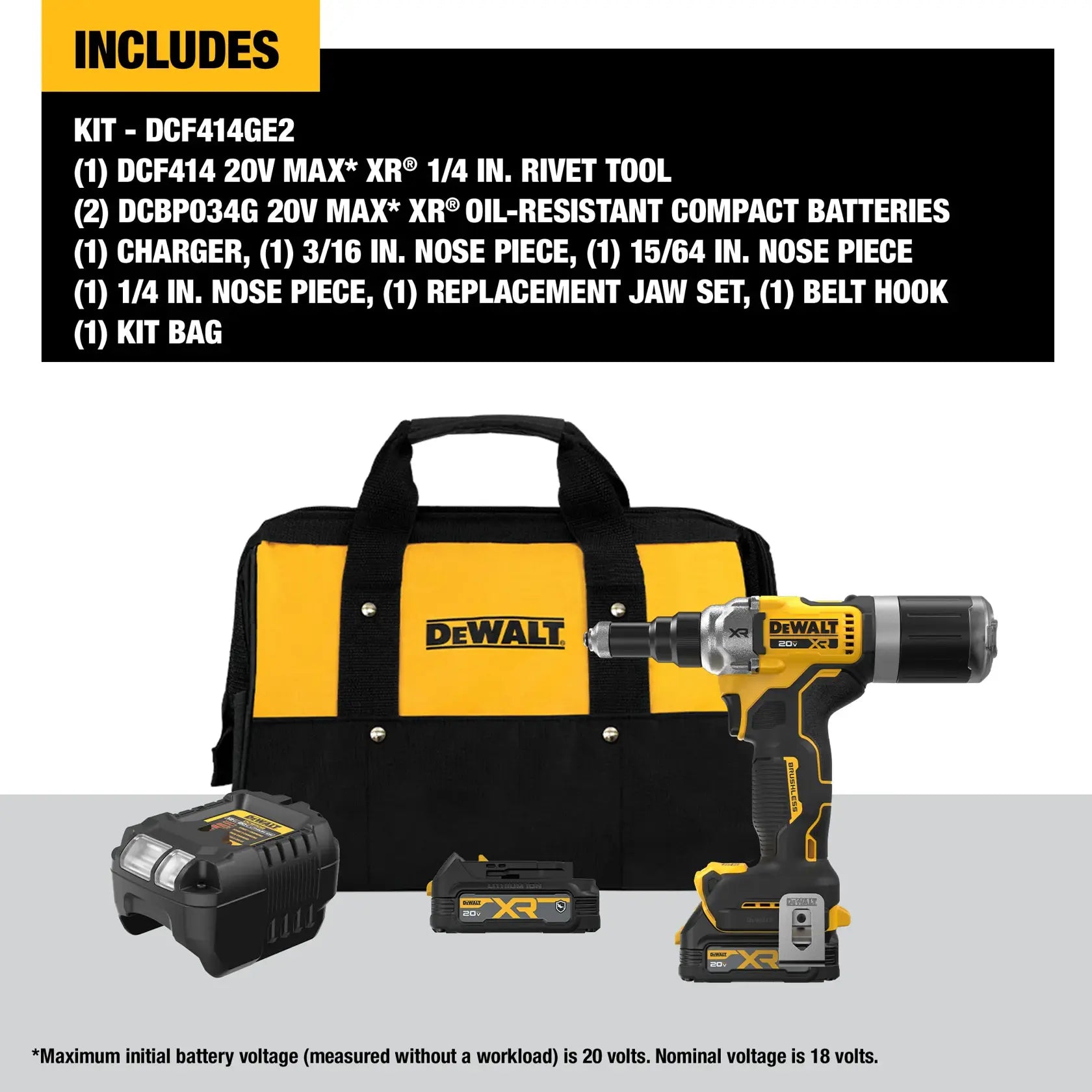 DeWalt DCF414GE2 20V MAX XR 1/4 in. Brushless Rivet Tool Kit - image 3