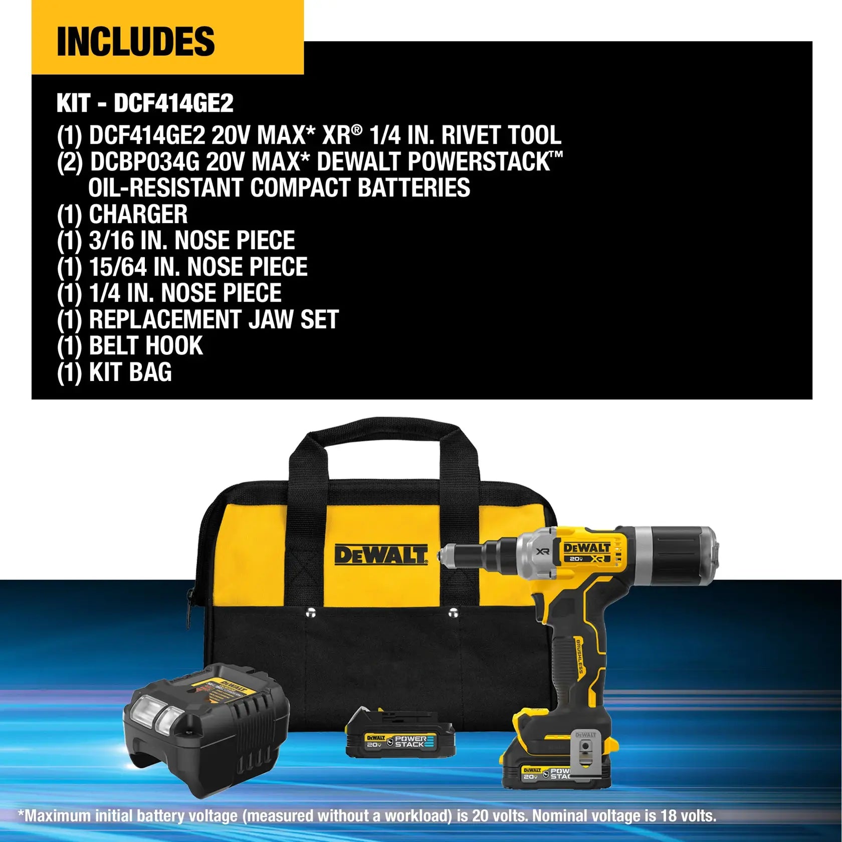 DeWalt DCF414GE2 20V MAX XR 1/4 in. Brushless Rivet Tool Kit - image 6