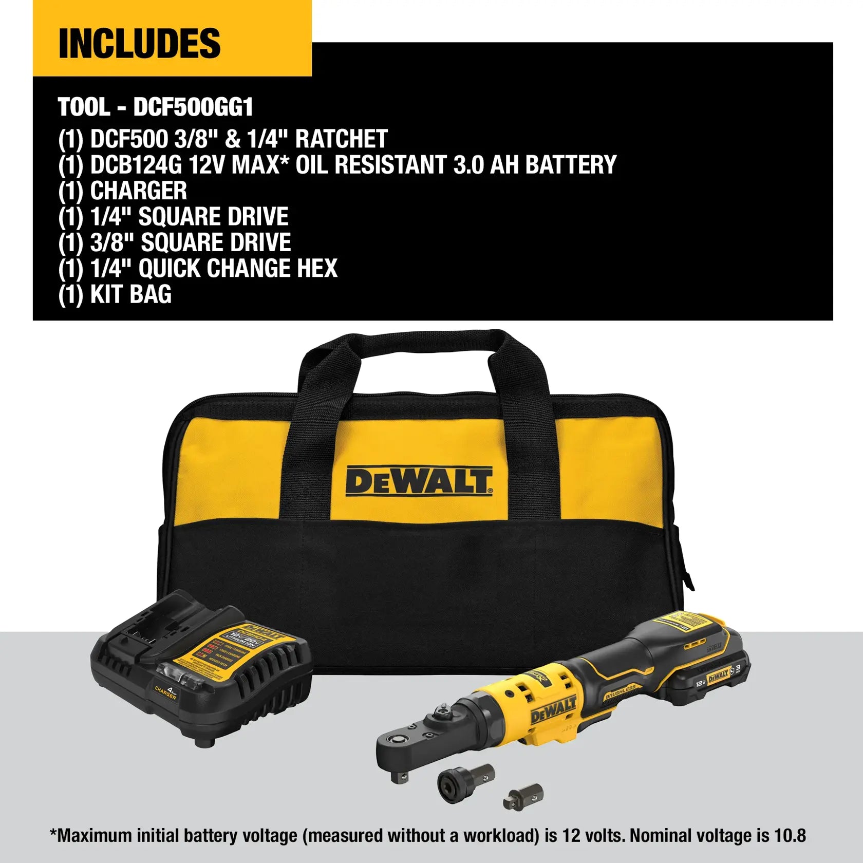 DeWalt DCF500GG1 12V MAX Brushless Cordless 3/8-in & 1/4-in Sealed Head Ratchet with (1) 3.0Ah Battery - image 5