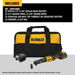DeWalt DCF510GE1 20V MAX XR Brushless Cordless 3/8-in & 1/2-in Sealed Head Ratchet with (1) POWERSTACK Battery - image 4