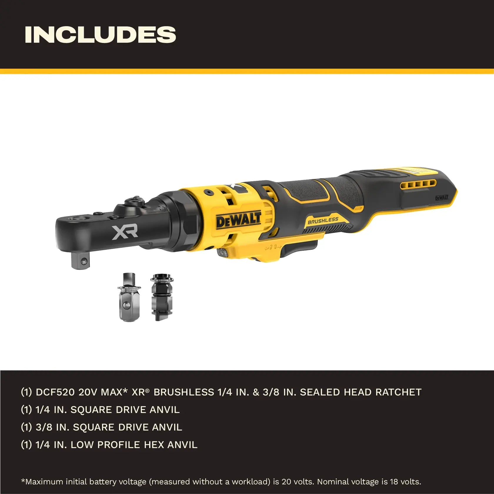 DeWalt DCF520B 20V MAX XR Brushless Cordless 1/4-in & 3/8-in Sealed Head Ratchet (Tool Only) - image 4