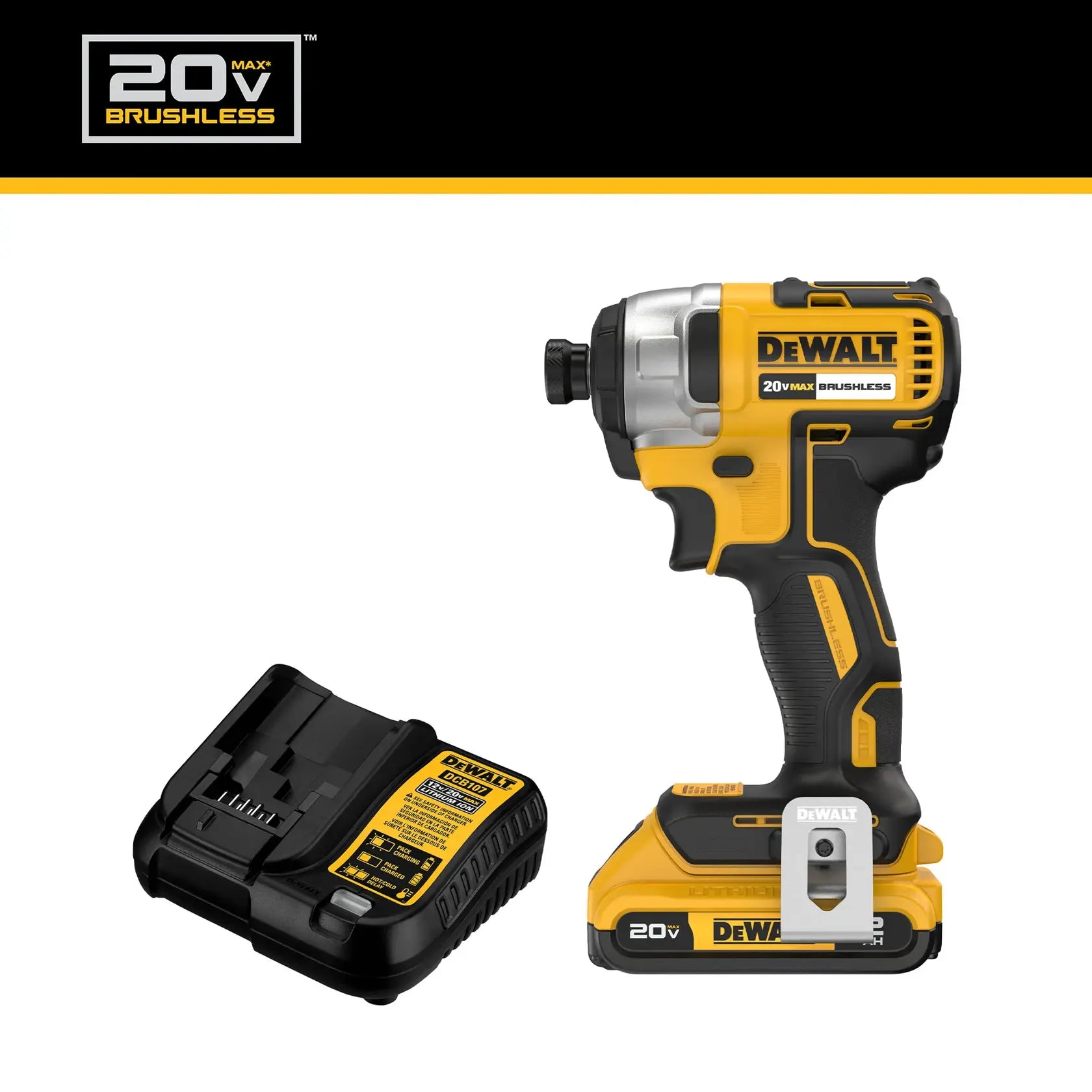 DeWalt DCF787D1 20V MAX 1/4 in. Brushless Cordless Impact Driver Kit - image 8