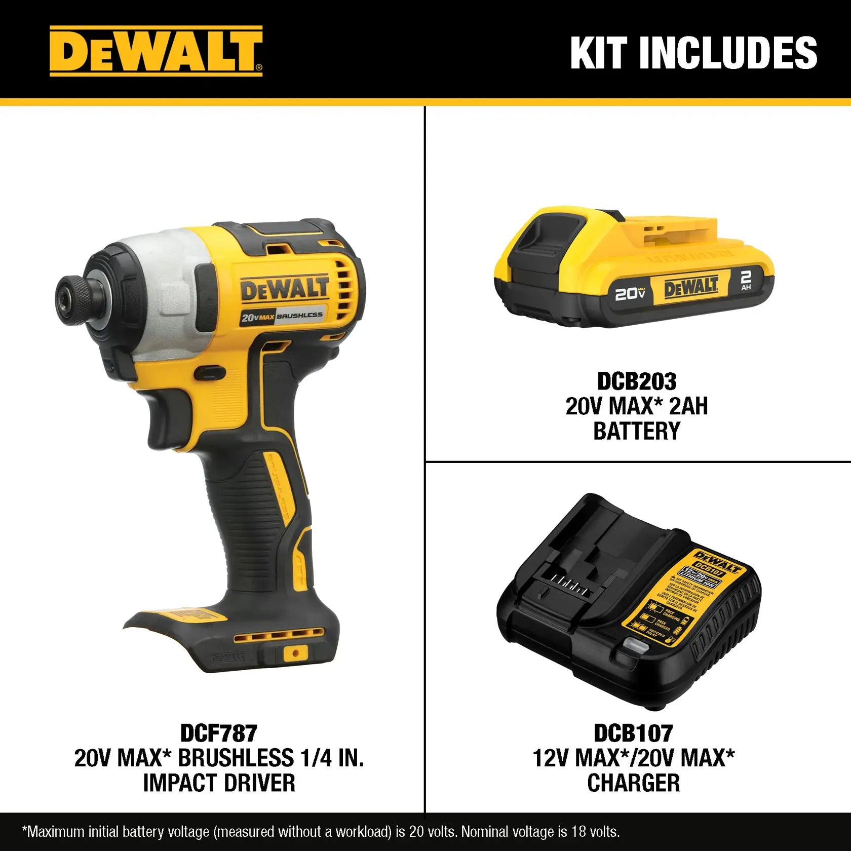 DeWalt DCF787D1 20V MAX 1/4 in. Brushless Cordless Impact Driver Kit - image 9