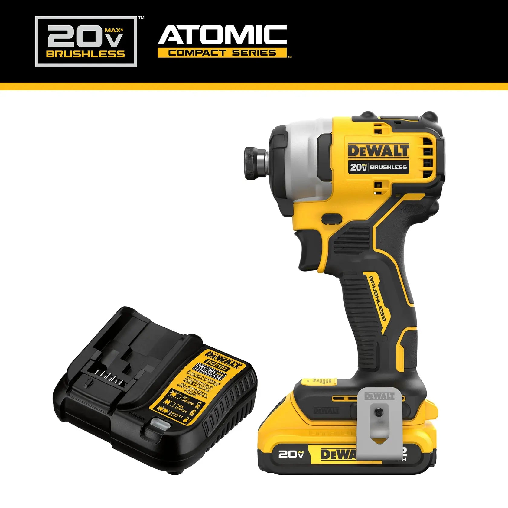 DeWalt DCF809D1 ATOMIC COMPACT SERIES 20V MAX 1/4 in. Brushless Cordless Compact Impact Driver Kit - image 7