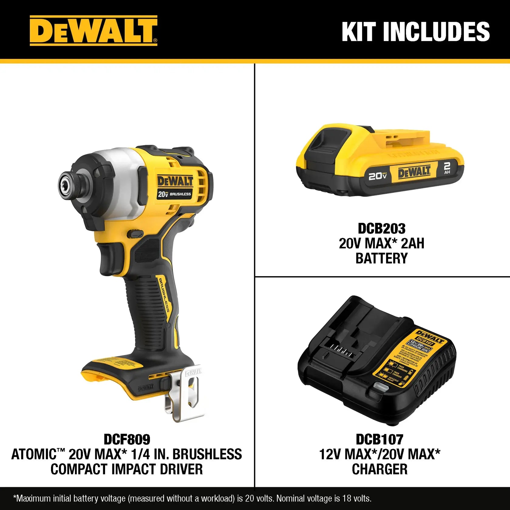 DeWalt DCF809D1 ATOMIC COMPACT SERIES 20V MAX 1/4 in. Brushless Cordless Compact Impact Driver Kit - image 8