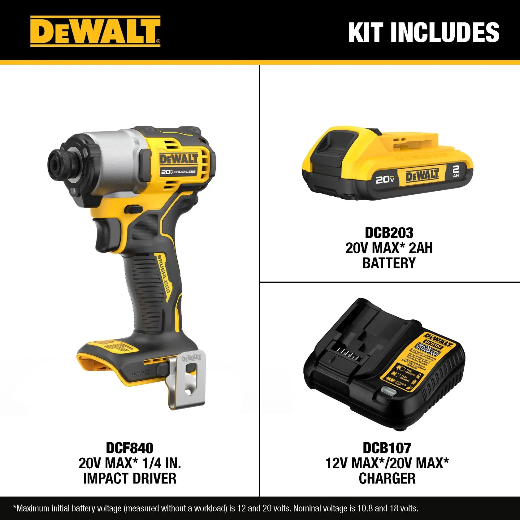 DeWalt DCF840D1 20V MAX 1/4 in. Brushless Cordless Impact Driver Kit - image 8