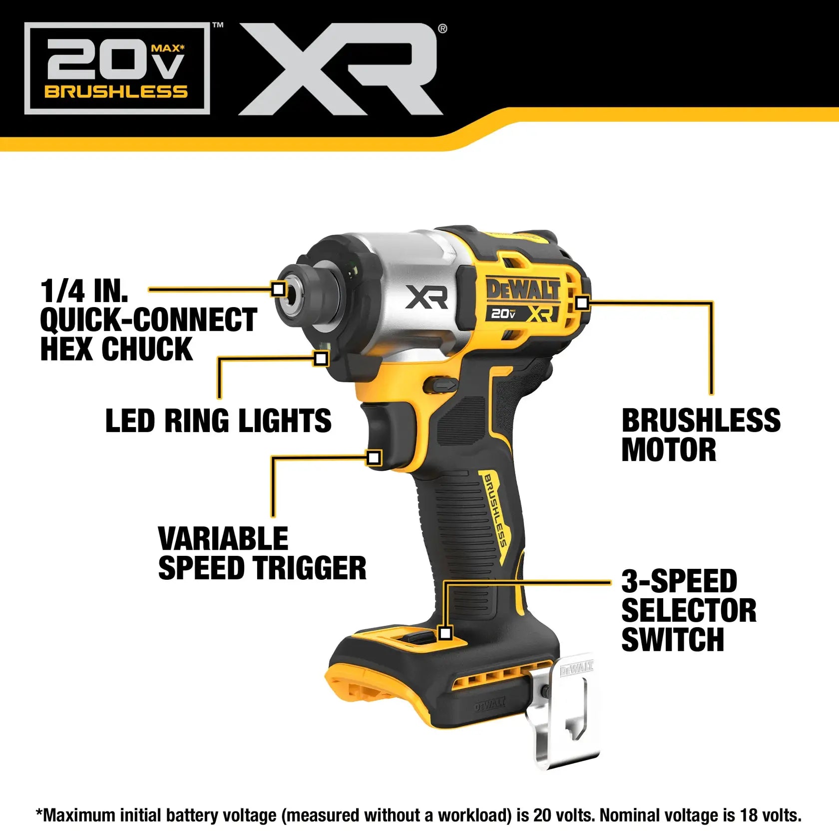 DeWalt DCF845B 20V MAX XR 3-Speed Impact 1/4-in Driver (Tool Only) - image 4