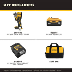 DeWalt DCF850P1 20V MAX ATOMIC Brushless Cordless 3-Speed 1/4-in Impact Driver Kit - image 4