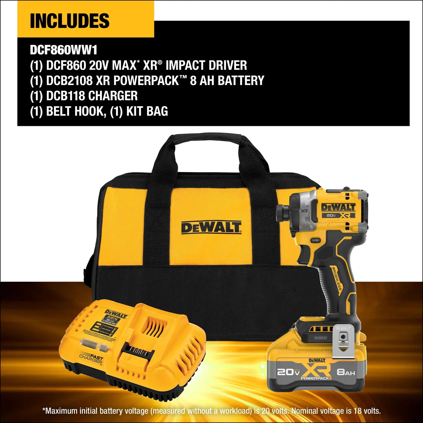 DeWalt DCF860WW1 20V MAX XR 1/4-in Brushless 3-Speed High Torque Impact Driver Kit With XR POWERPACK - image 4