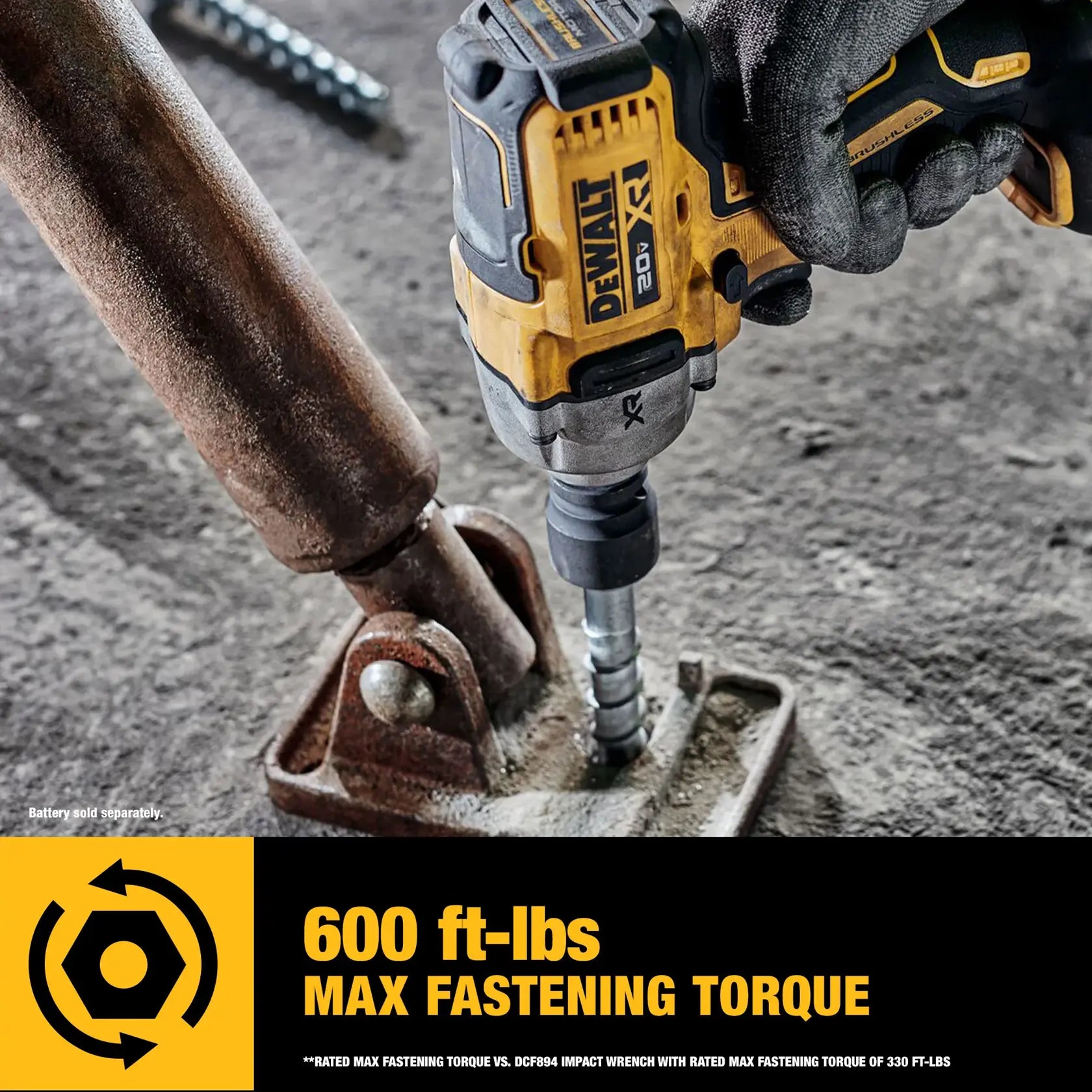 DeWalt DCF891GP2 20V MAX XR 1/2-in Mid-Range Impact Wrench With Hog Ring Anvil and Oil-Resistant Batteries Kit - image 5