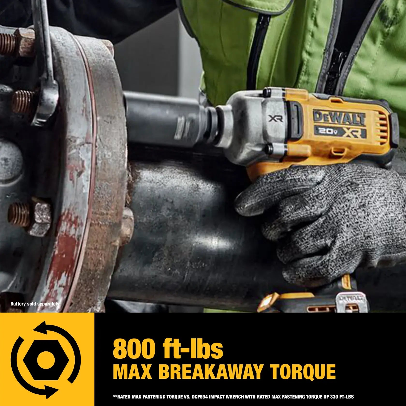 DeWalt DCF891GP2 20V MAX XR 1/2-in Mid-Range Impact Wrench With Hog Ring Anvil and Oil-Resistant Batteries Kit - image 6