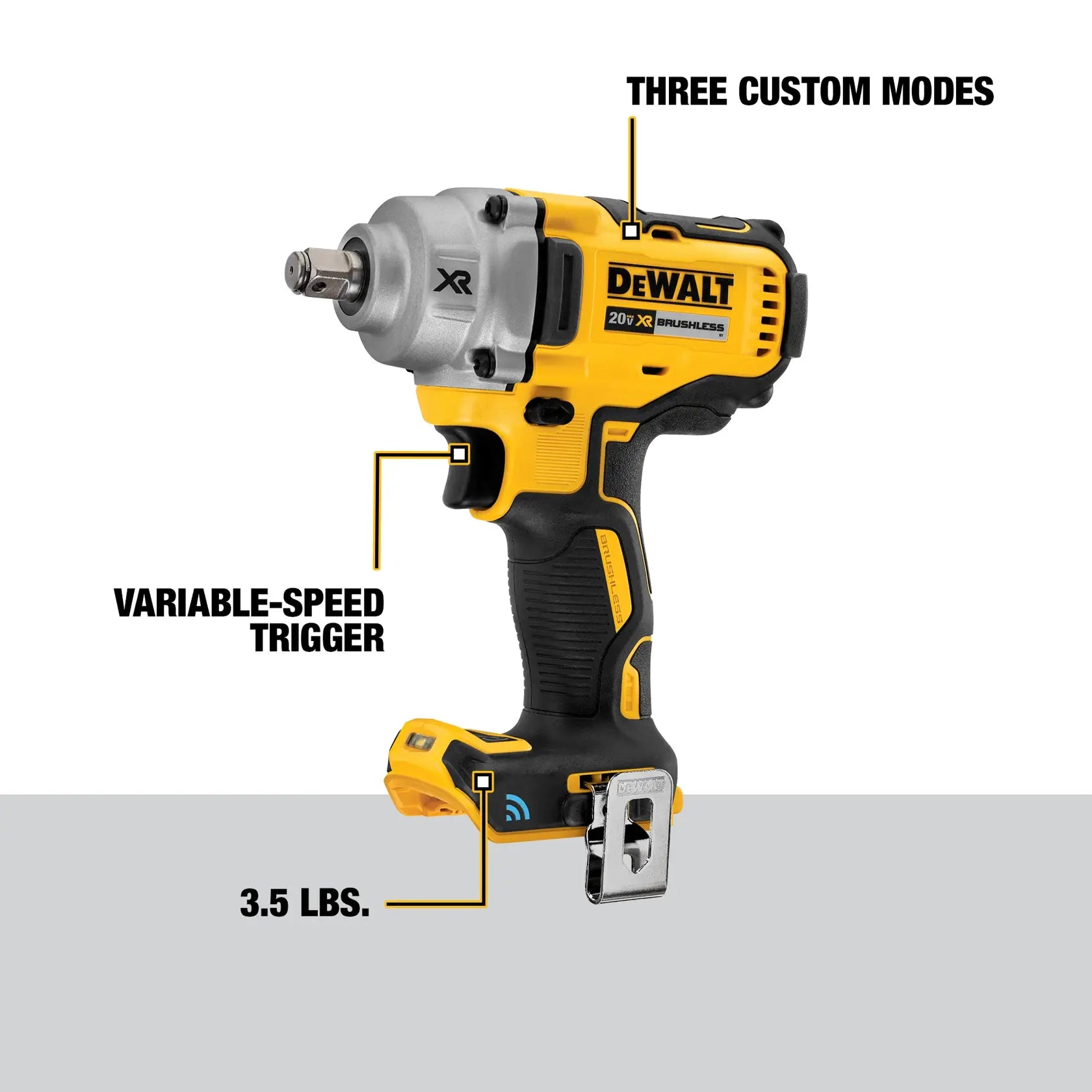 DeWalt DCF896HB 20V MAX TOOL CONNECT 1/2-in Mid-Range Impact Wrench With Hog Ring Anvil (Tool Only) - image 3