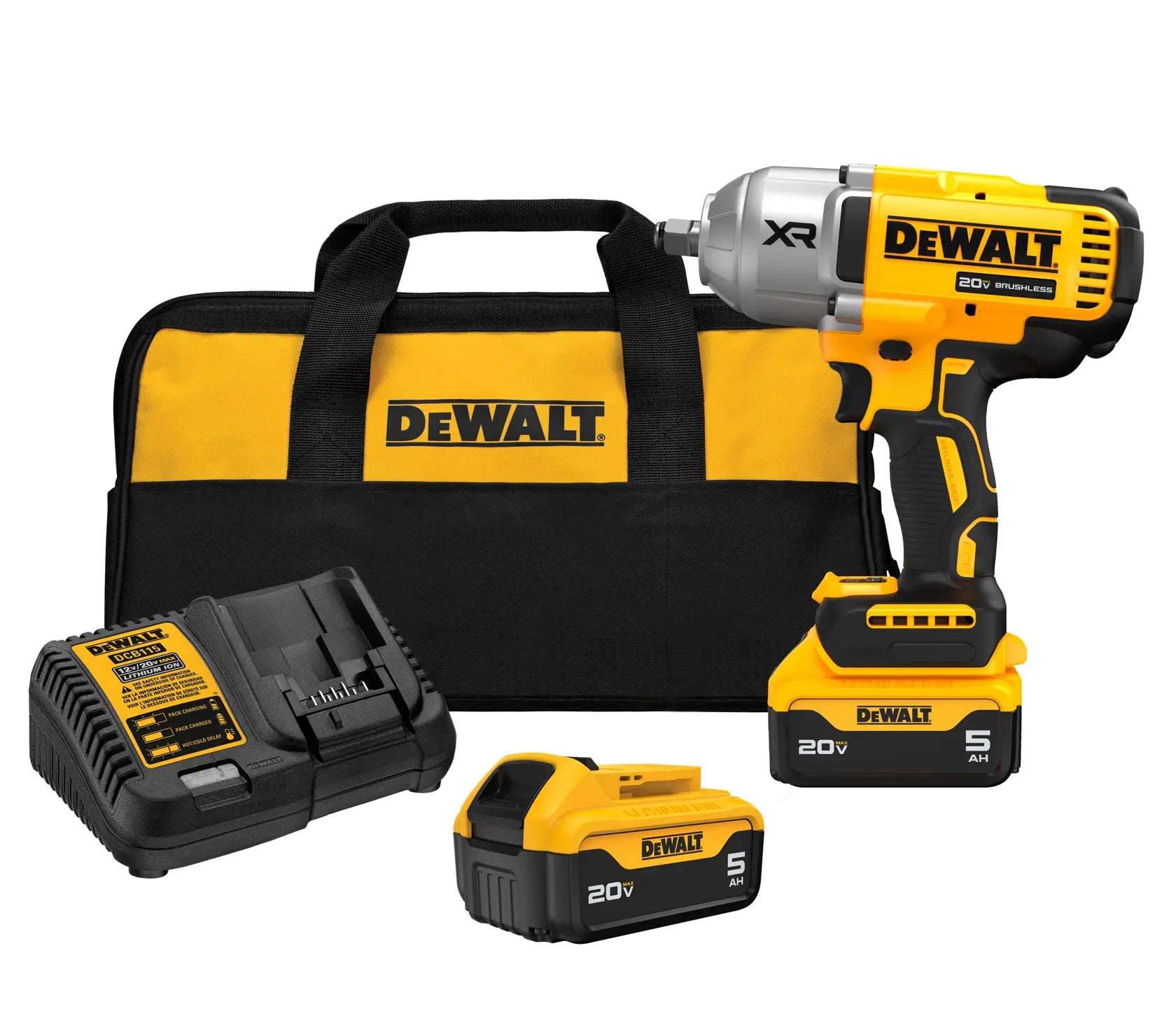 DeWalt DCF900P2 20V MAX XR 1/2-in High Torque Impact Wrench With Hog Ring Anvil Kit With (2) 5.0 Ah Batteries & Charger Kit - image 1