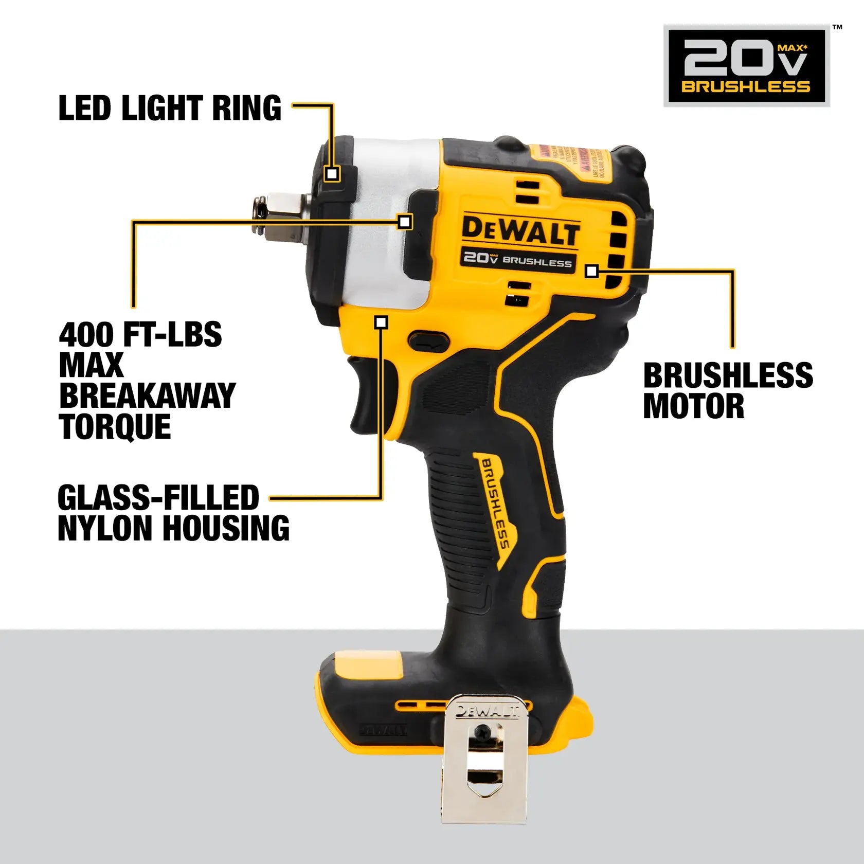 DeWalt DCF911B 20V MAX 1/2-in Cordless Impact Wrench With Hog Ring Anvil (Tool Only) - image 4