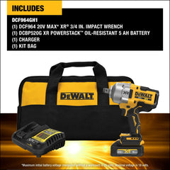 DeWalt DCF964GH1 20V MAX XR 3/4-in Brushless High Torque Impact Wrench With Hog Ring Anvil Kit and XR POWERSTACK - image 4