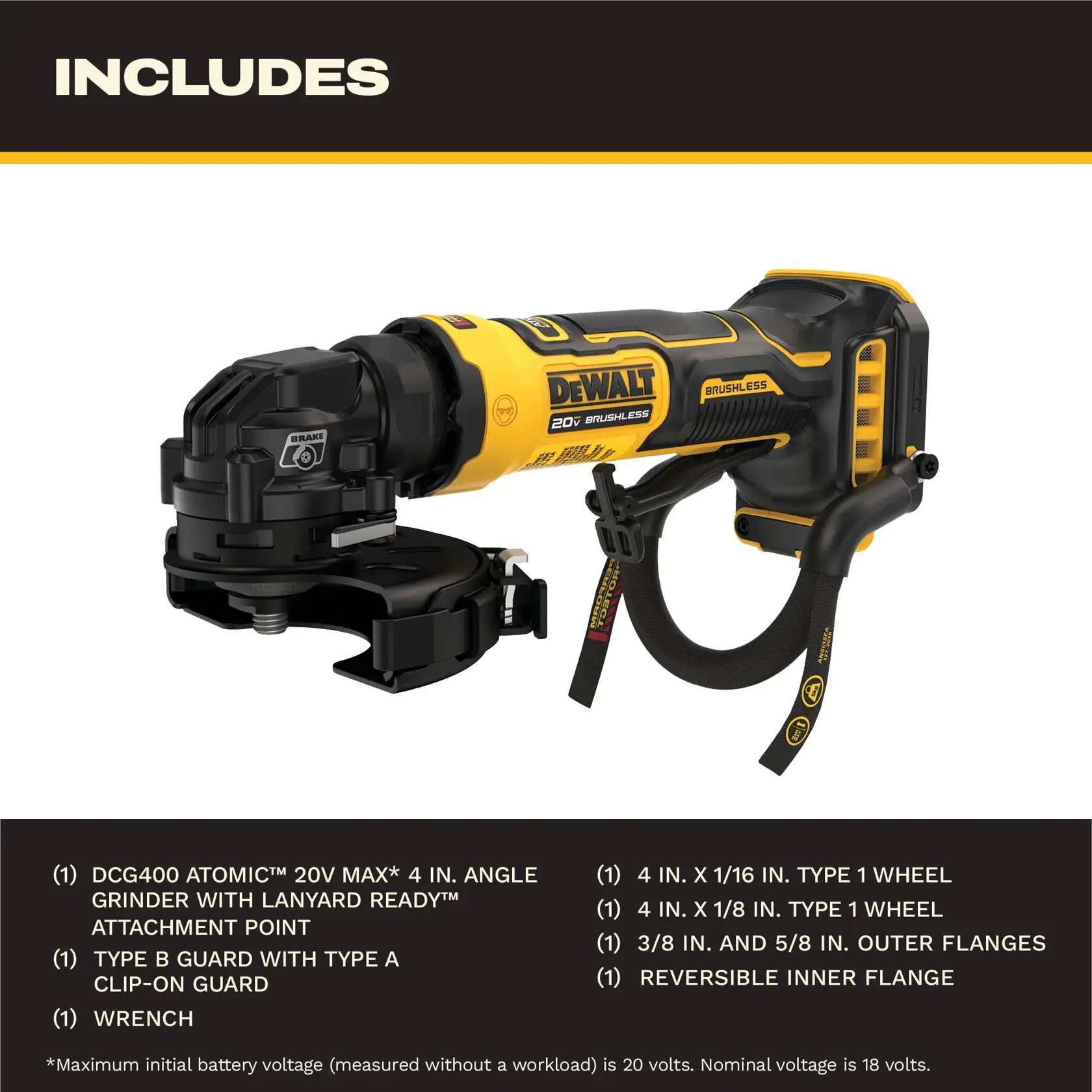 DeWalt DCG400BLR ATOMIC 20V MAX 4" Angle Grinder with Lanyard Ready Attachment Point - image 4