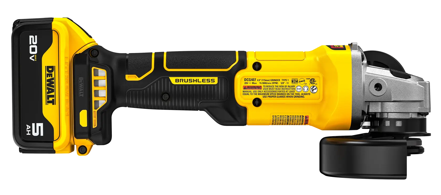 DeWalt DCG407P1 20V MAX Brushless Cordless 4-1/2-In. Slide-Switch Grinder Kit - image 3