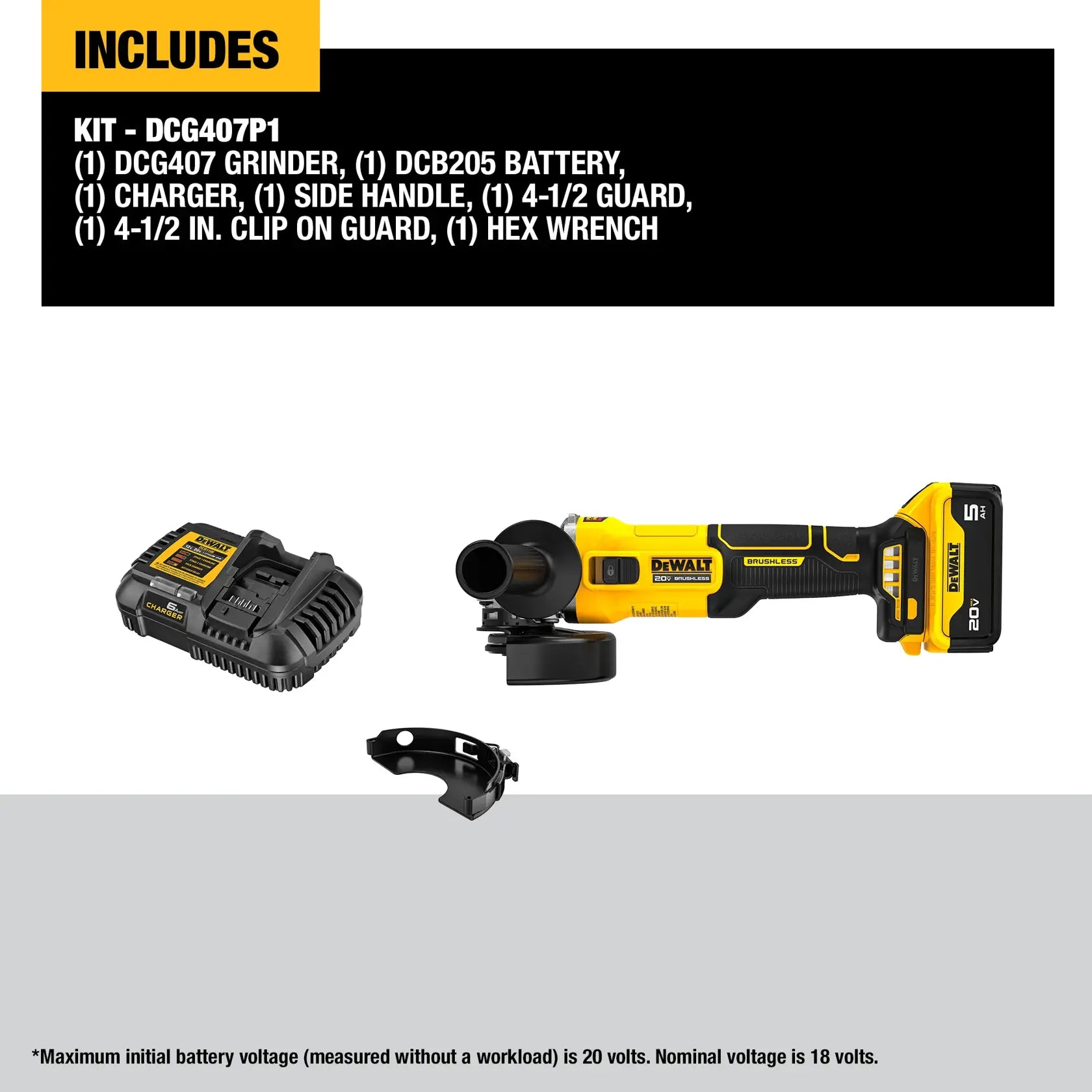 DeWalt DCG407P1 20V MAX Brushless Cordless 4-1/2-In. Slide-Switch Grinder Kit - image 5