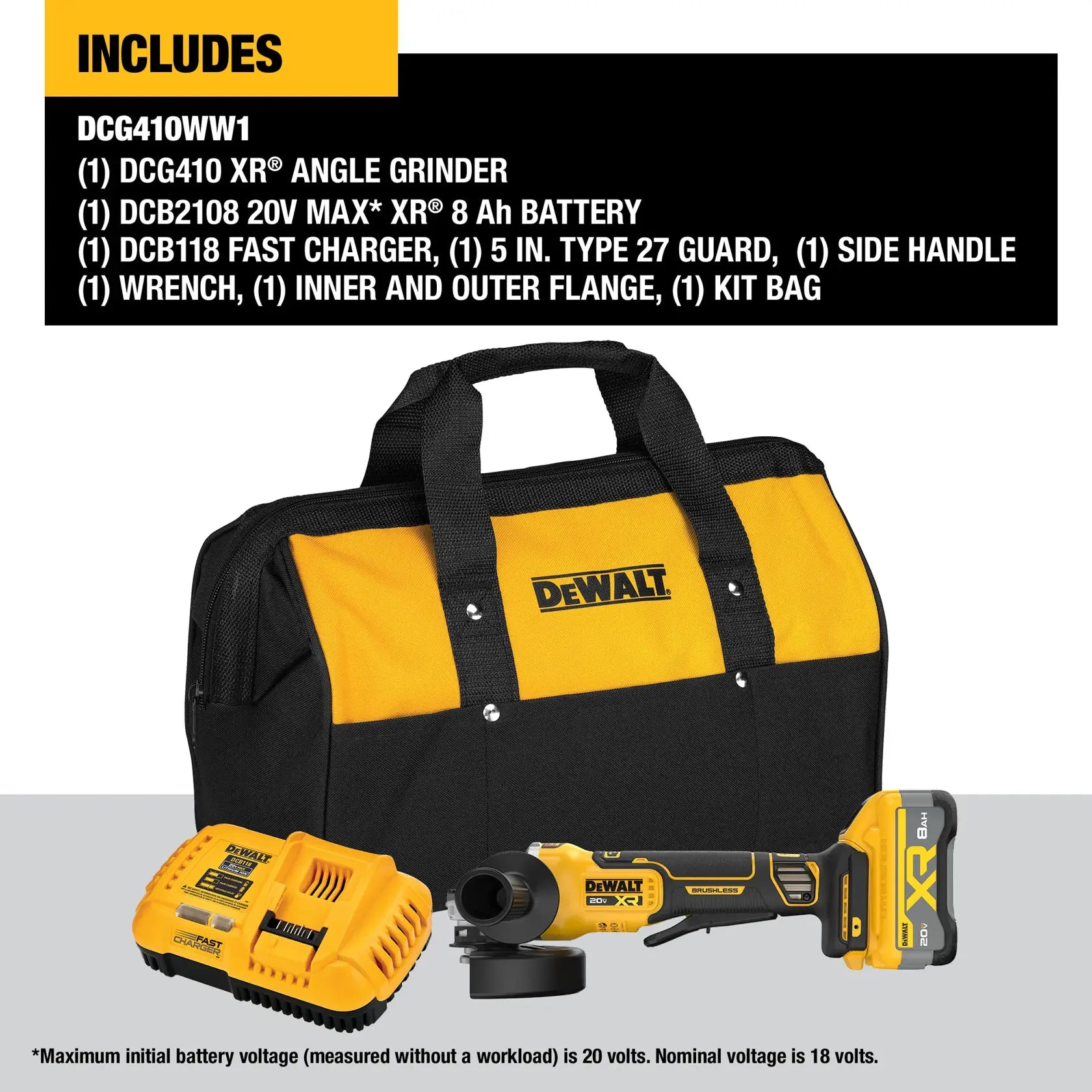DeWalt DCG410WW1 20V MAX XR Brushless Cordless 4-1/2 in. - 5 in. Angle Grinder Kit - image 5