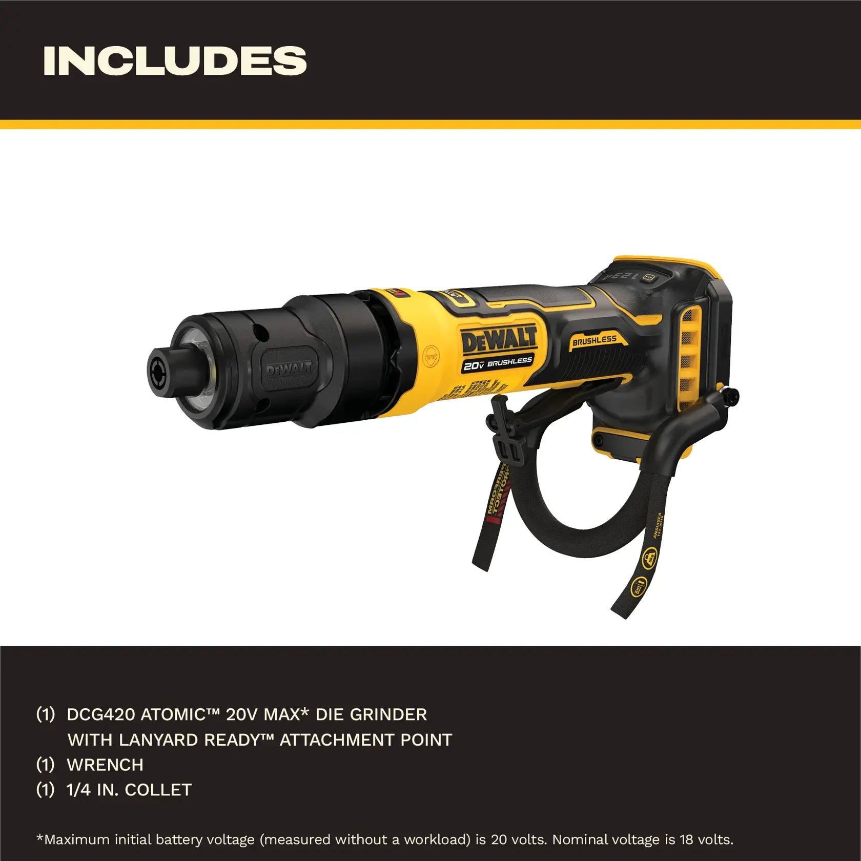 DeWalt DCG420BLR ATOMIC 20V MAX Die Grinder with Lanyard Ready Attachment Point - image 6