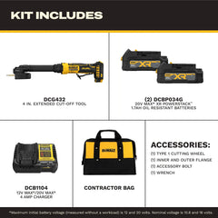DeWalt DCG432XGE2 ATOMIC 20V MAX Ext 4" Cut-Off Tool - 1.7AH Kit - image 4
