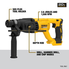 DeWalt DCH133B 20V MAX 1-in Brushless Cordless SDS PLUS D-Handle Rotary Hammer (Tool Only) - image 4