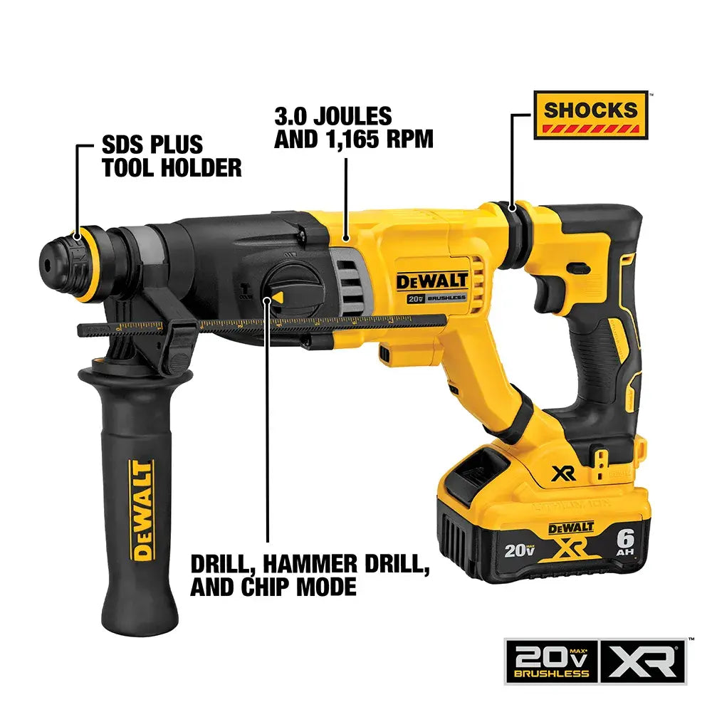 DeWalt DCH263R2 20V MAX 1-1/8 in. Brushless Cordless SDS PLUS D-Handle Rotary Hammer Kit - image 4