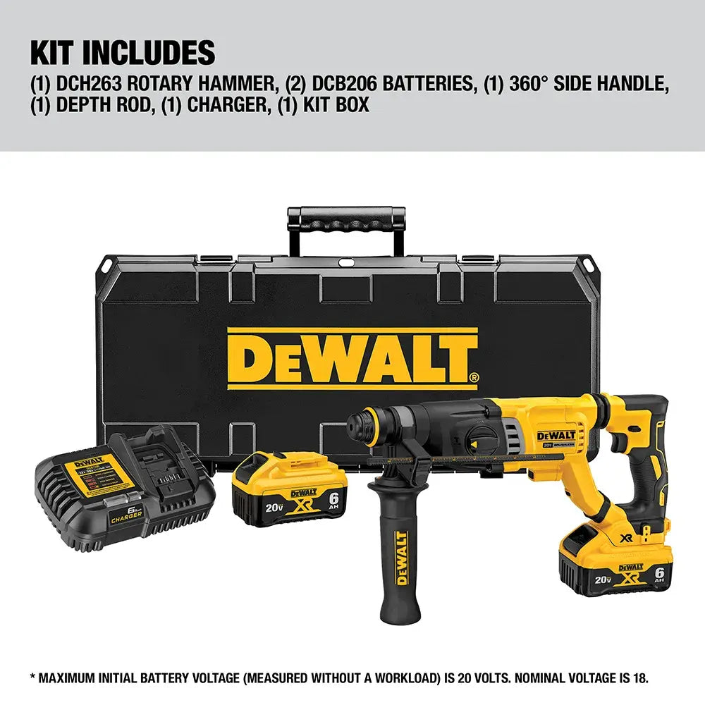 DeWalt DCH263R2 20V MAX 1-1/8 in. Brushless Cordless SDS PLUS D-Handle Rotary Hammer Kit - image 5