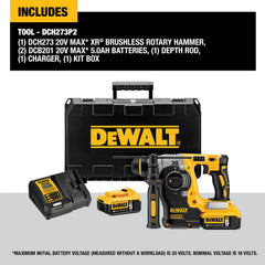 DeWalt DCH273P2 20V MAX XR 1-in Brushless SDS PLUS L-Shape Rotary Hammer Kit - image 2