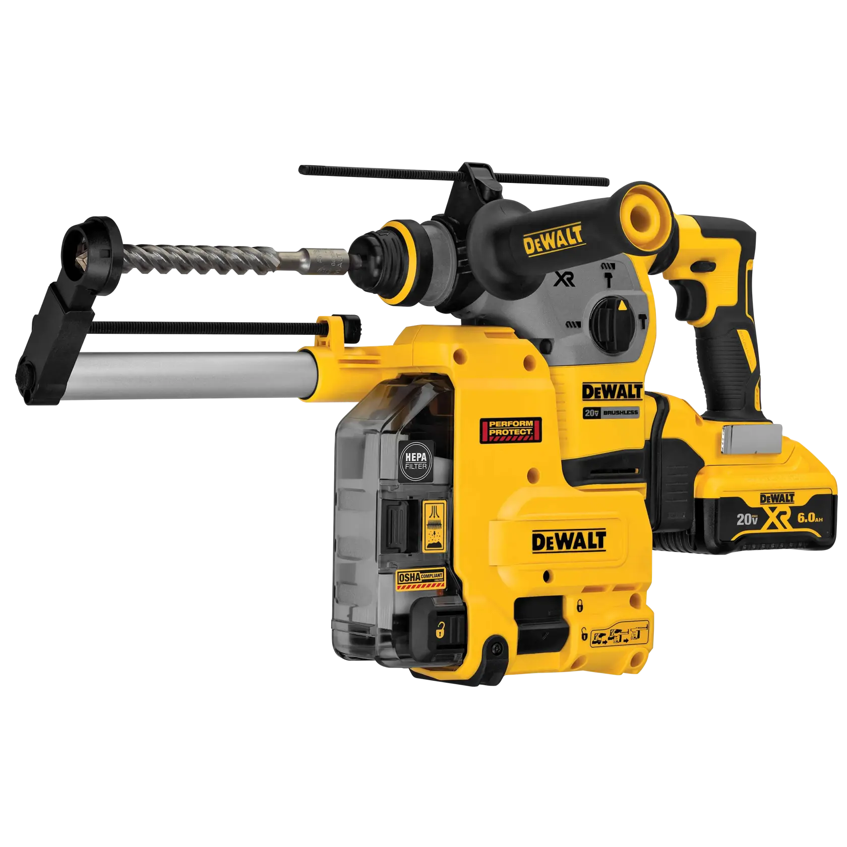DeWalt DCH293R2DH 20V MAX XR Brushless Cordless 1-1/8 in. L-Shape SDS PLUS Rotary Hammer Kit with On Board Extractor - image 3