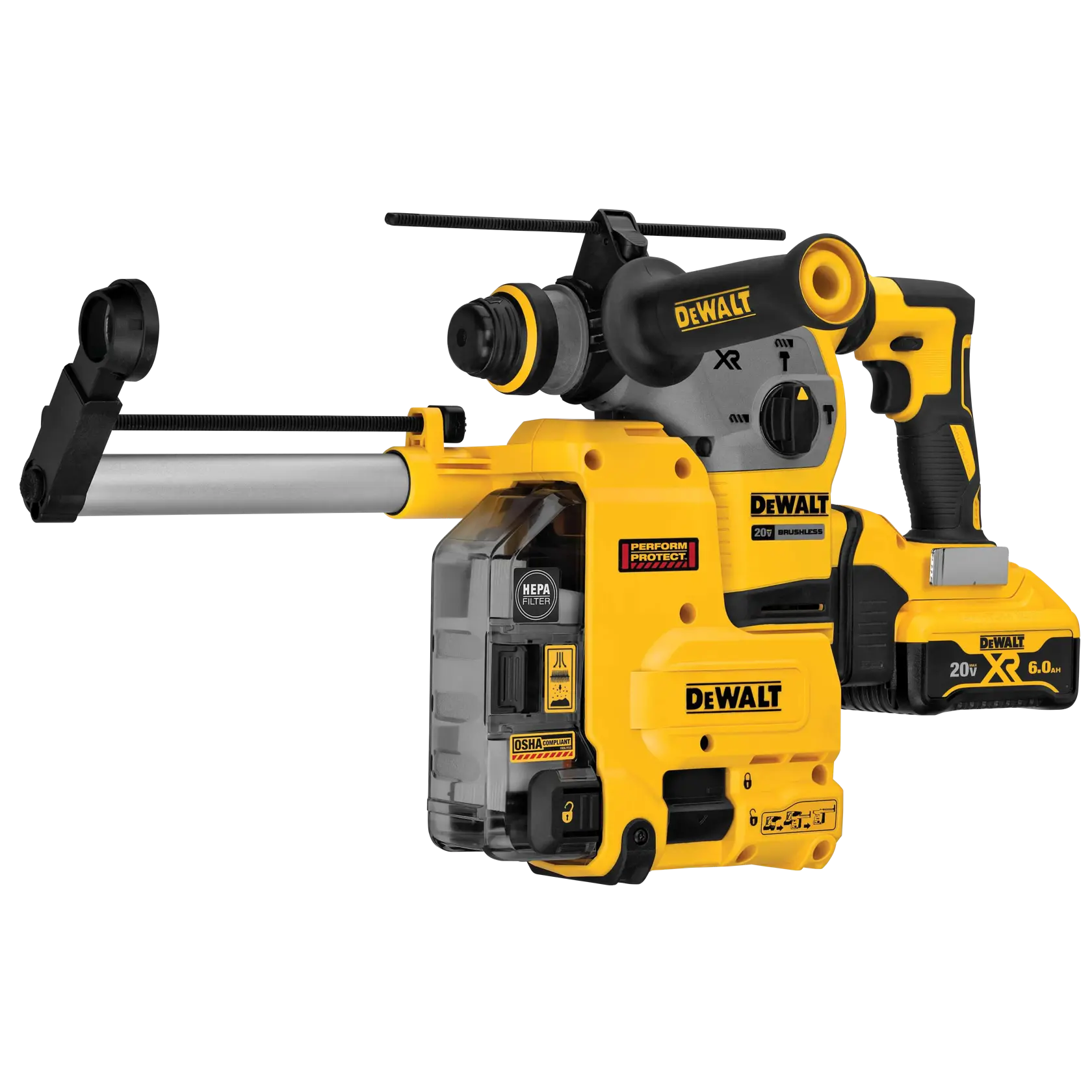 DeWalt DCH293R2DH 20V MAX XR Brushless Cordless 1-1/8 in. L-Shape SDS PLUS Rotary Hammer Kit with On Board Extractor - image 4