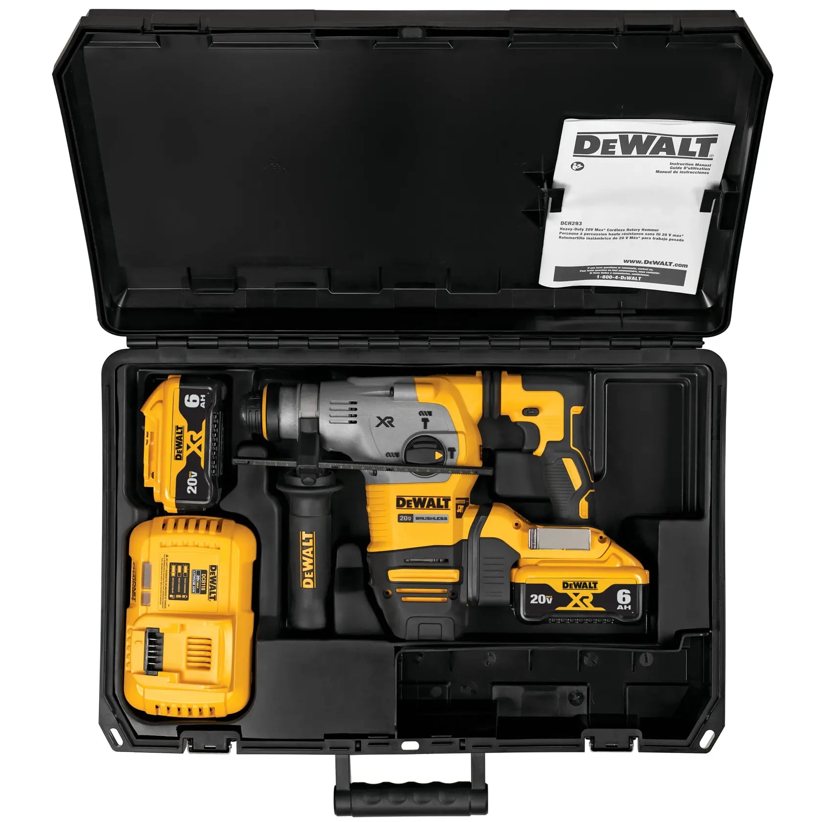DeWalt DCH293R2 20V MAX XR Brushless Cordless 1-1/8 in. SDS PLUS L-Shape Rotary Hammer Kit - image 3