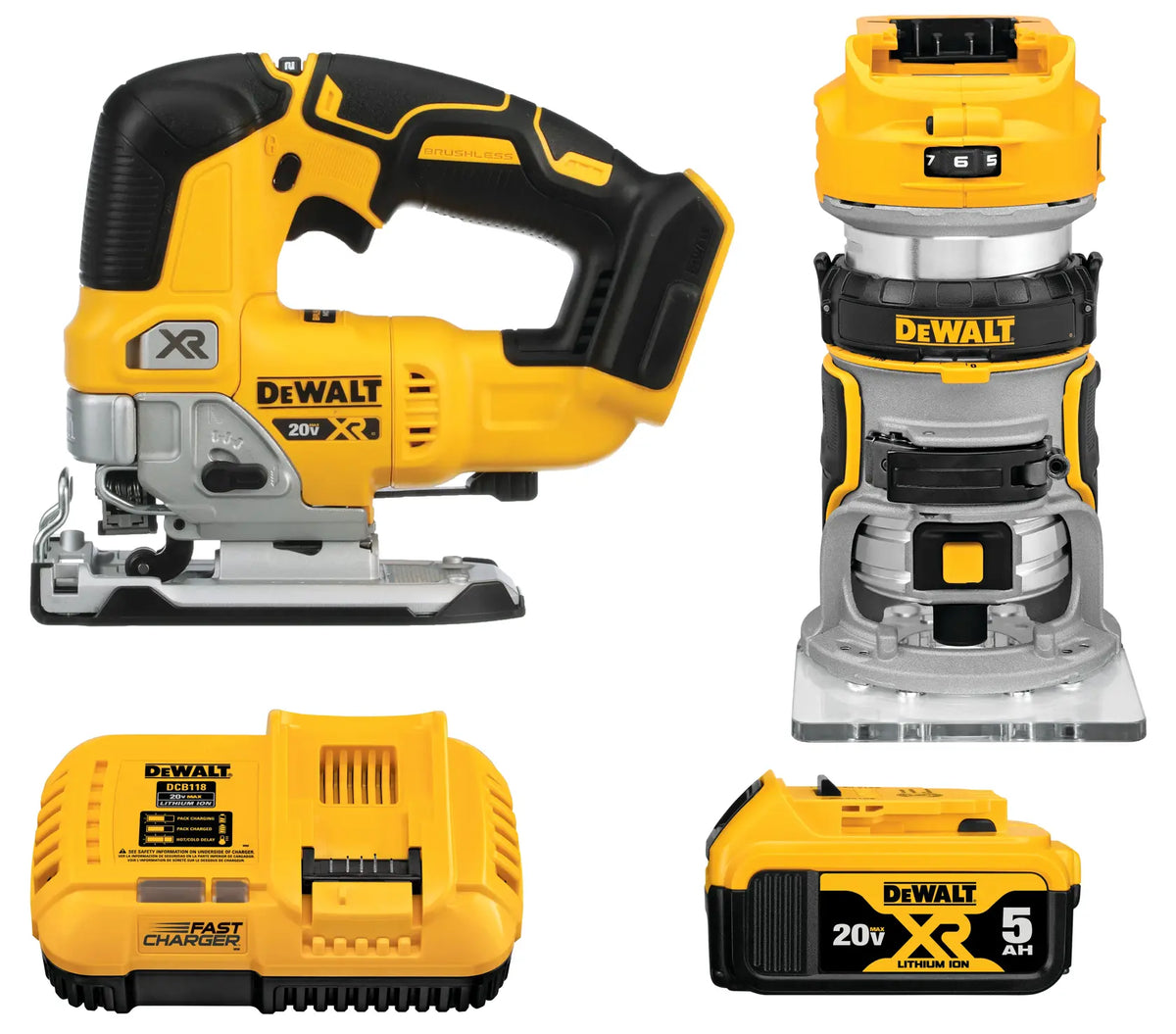DeWalt DCK201P1 20V MAX XR Brushless Cordless Compact Router and Jig Saw Combo Kit - image 1