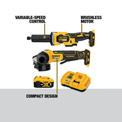 DeWalt DCK203P1 20V MAX XR Paddle Switch Small Angle Grinder and 1-1/2-in. Die Grinder Combo Kit - image 3