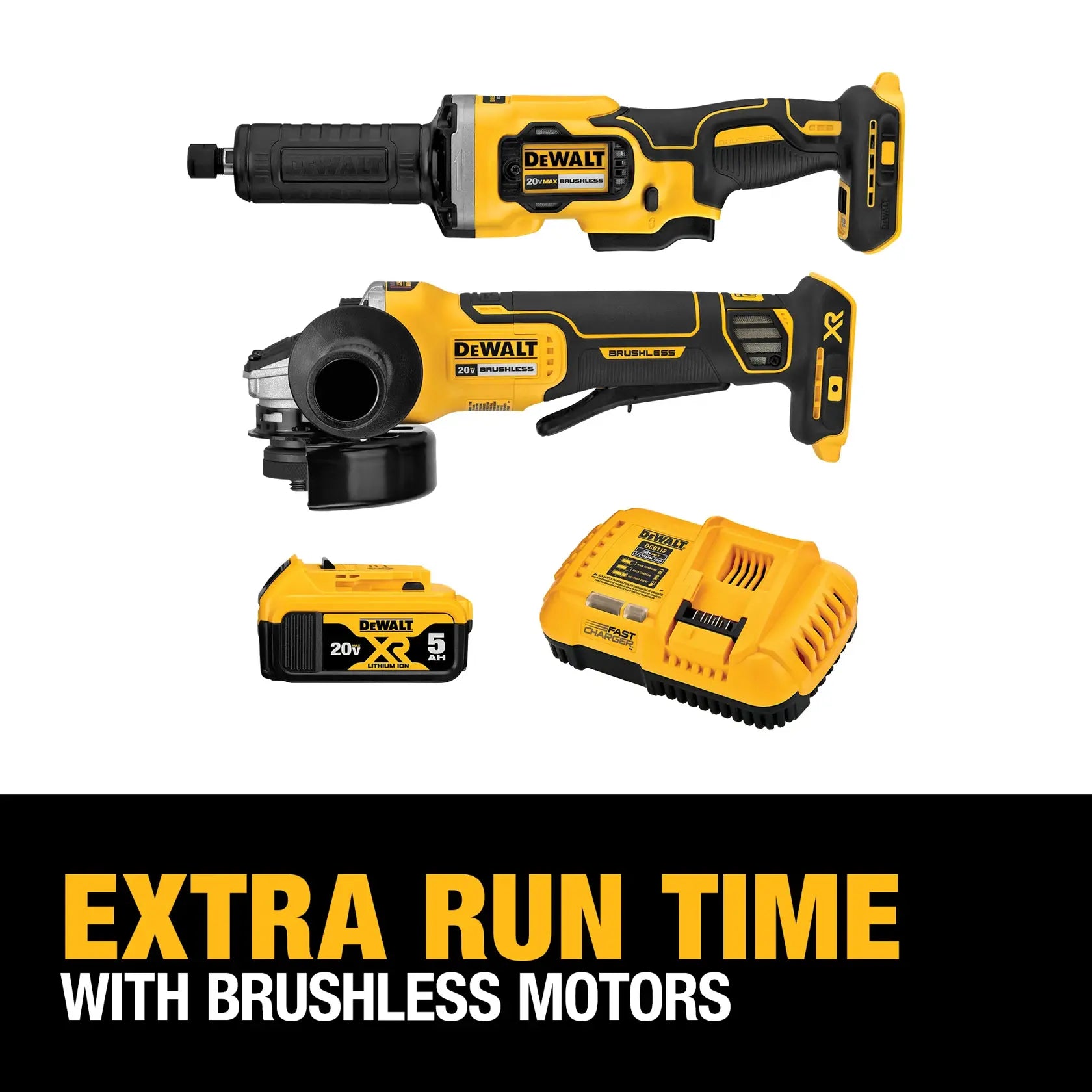 DeWalt DCK203P1 20V MAX XR Paddle Switch Small Angle Grinder and 1-1/2-in. Die Grinder Combo Kit - image 4
