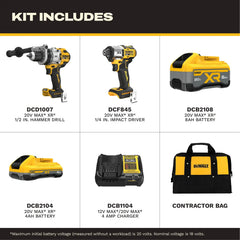 DeWalt DCK2101QQ1WW1 20V MAX XR 1/2-in Hammer Drill and 1/4-in Impact Driver Combo Kit - image 2