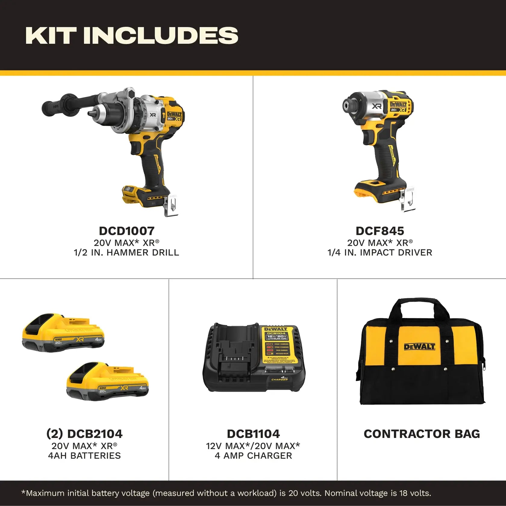 DeWalt DCK2101QQ2 20V MAX XR 3-Speed Hammer Drill & Impact 2-Tool Combo Kit - image 2