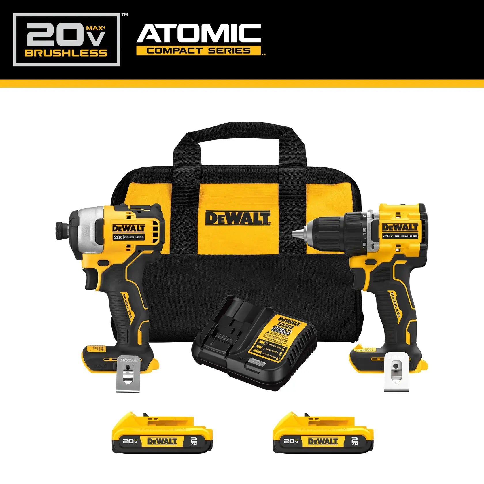 DeWalt DCK225D2 ATOMIC 20V MAX Brushless Compact Drill/Driver and Impact Driver Combo Kit - image 2
