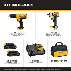 DeWalt DCK240C2 20V MAX 1.3 Ah Drill Driver/Impact Driver Combo Kit - image 2