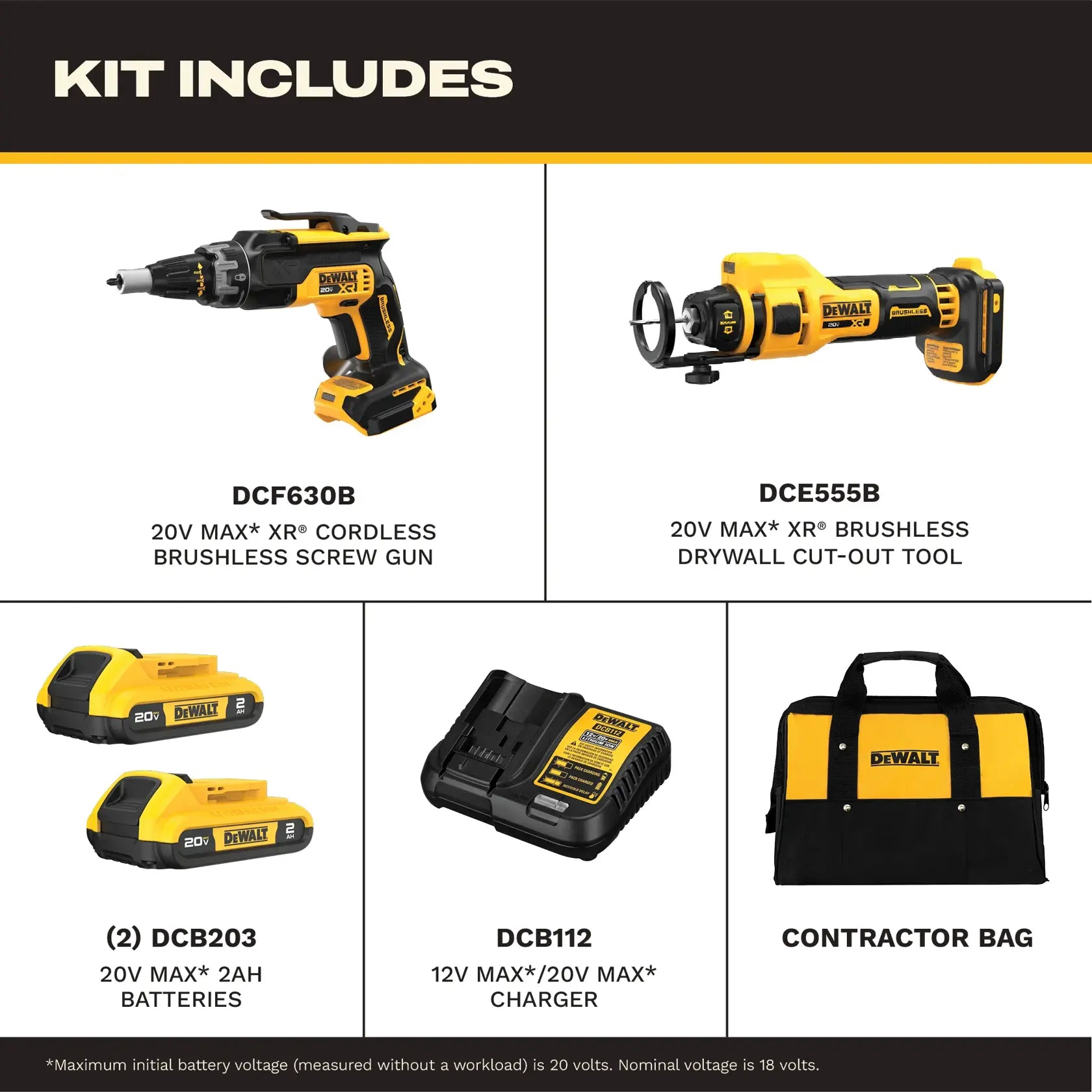 DeWalt DCK265D2 20V MAX XR Brushless Drywall Screwgun - image 2