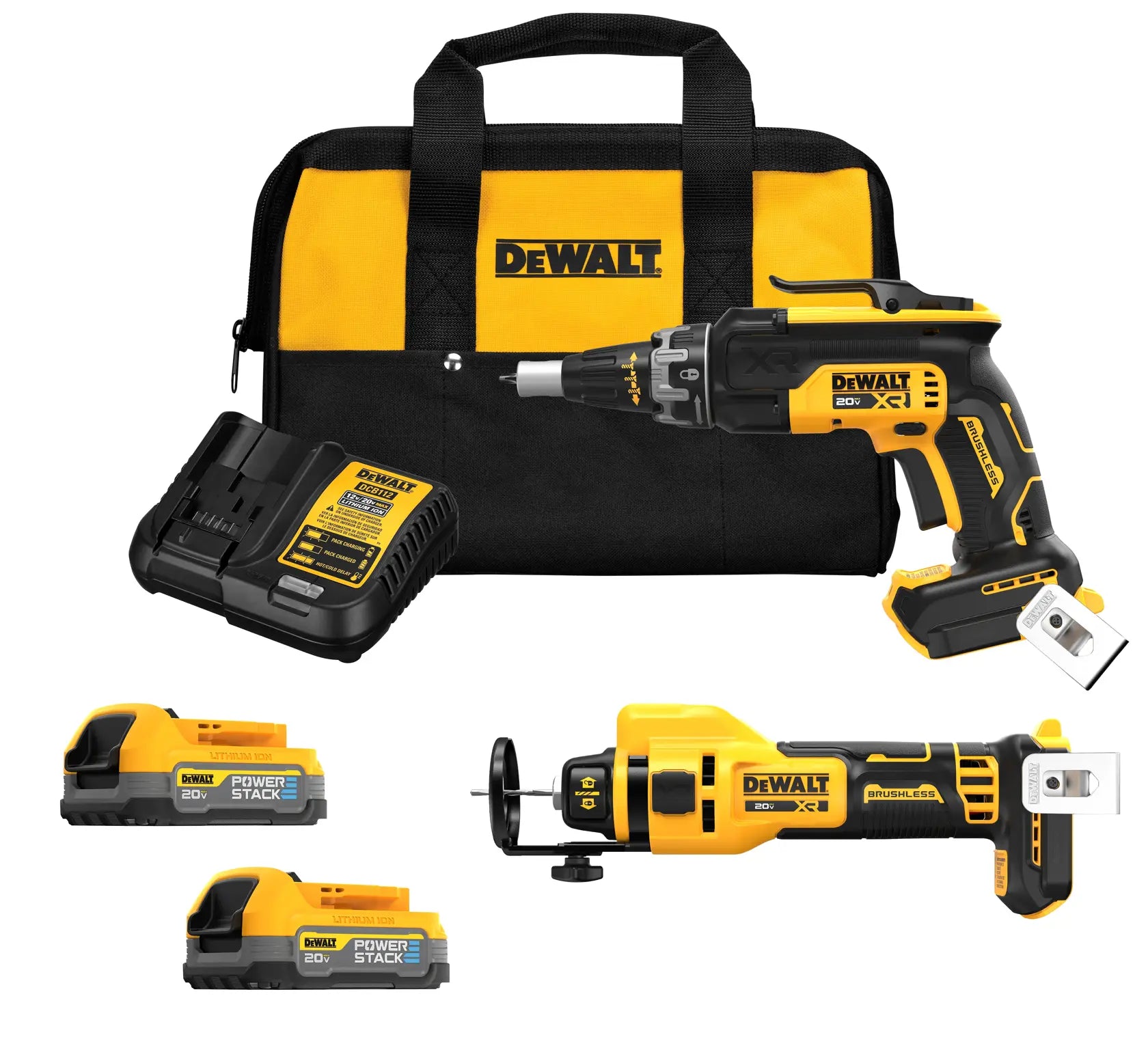 DeWalt DCK265E2 20V MAX XR Brushless Drywall Screwgun & Cut-Out Tool Combo Kit (1.7Ah) - image 2