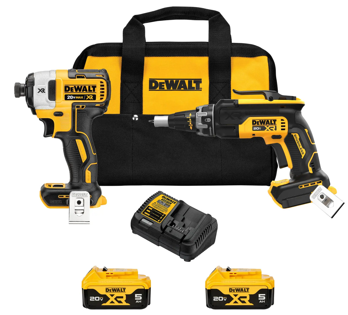 DeWalt DCK268P2 20V MAX Lithium-Ion Cordless Brushless Screwgun and Impact Combo Kit (2-Tool) with (2) 5.0Ah Batteries, Charger and Bag - image 1