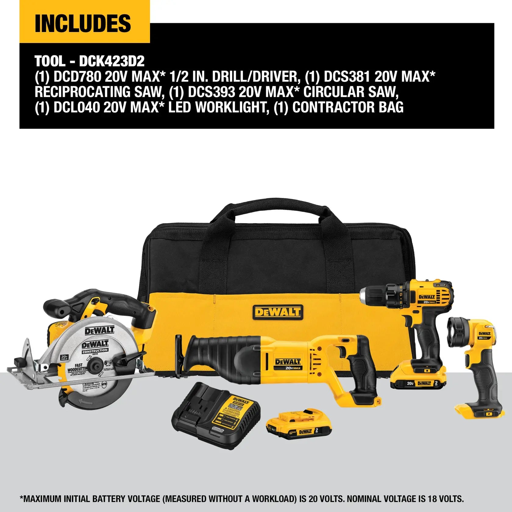 DeWalt DCK423D2 20V MAX 4-tool Combo Kit - image 4