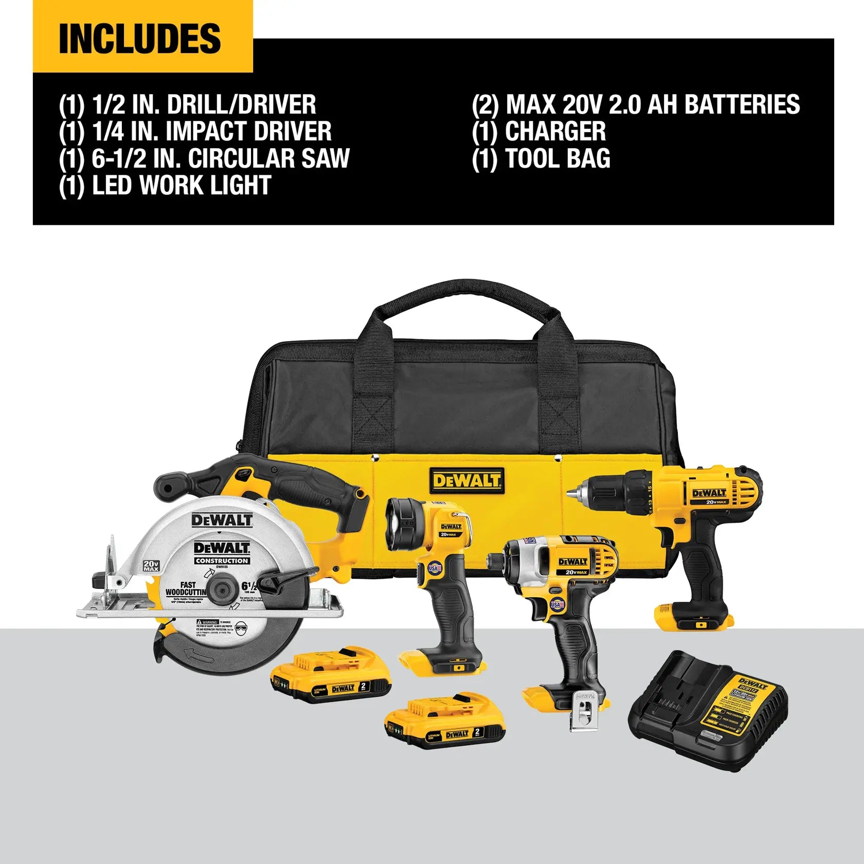 DeWalt DCK466D2 20V MAX Cordless 4 Tool Combo Kit with (2) 20V 2.0Ah Batteries and Charger - image 2